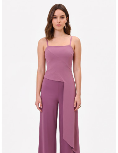 Crop top en crêpe scuba avec longue traîne « Rinascimento »