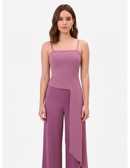 Crop top en crêpe scuba avec longue traîne « Rinascimento »