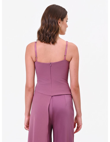 Crop top en crêpe scuba avec longue traîne « Rinascimento »
