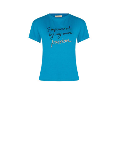 T-shirt coupe classique en coton avec slogan et strass « Rinascimento »