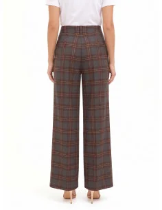 Pantalon Palazzo « Check In » en mélange de viscose, avec doubles pinces « Rinascimento » 2