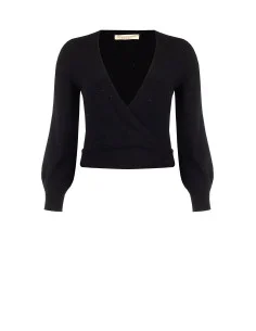 Pull Curvy à encolure en V croisée et micro-paillettes Rinascimento Curvy 2