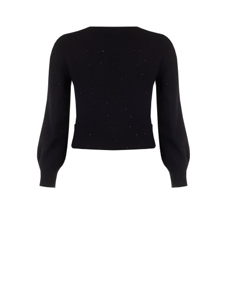 Pull Curvy à encolure en V croisée et micro-paillettes Rinascimento...