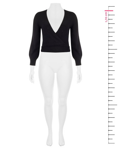 Pull Curvy à encolure en V croisée et micro-paillettes Rinascimento...