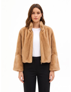 Cappotto Crop In Pelliccia Sintetica Con Chiusura A Zip Rinascimento