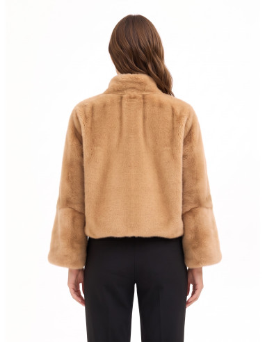 Manteau court en fausse fourrure avec fermeture à glissière « Rinascimento »