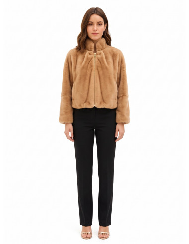 Cappotto Crop In Pelliccia Sintetica Con Chiusura A Zip Rinascimento