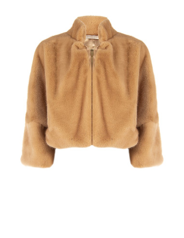 Cappotto Crop In Pelliccia Sintetica Con Chiusura A Zip Rinascimento