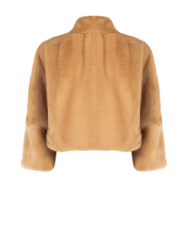 Cappotto Crop In Pelliccia Sintetica Con Chiusura A Zip Rinascimento