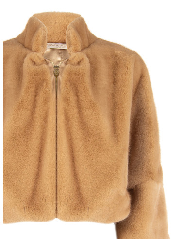 Manteau court en fausse fourrure avec fermeture à glissière « Rinascimento »