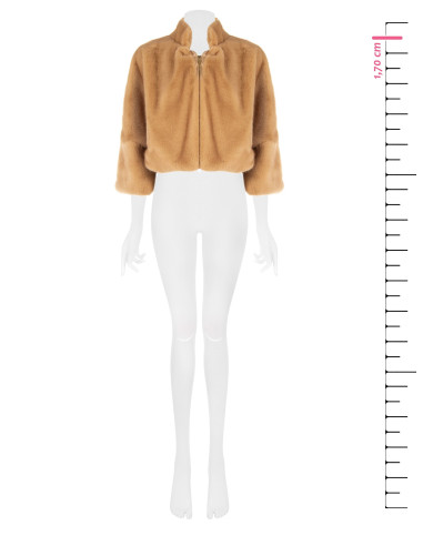 Rinascimento Faux Fur Crop Coat with Zip Fastening