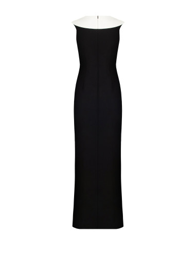 Robe longue en crêpe scuba avec empiècement plissé contrasté « Rinascimento »