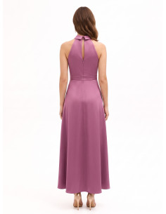 Robe longue en satin structuré, à col haut et froncée sur une hanche, style Rinascimento 2
