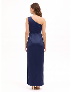 Robe longue en satin structuré avec drapé et fente latérale « Rinascimento » 2
