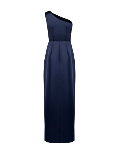 Robe longue en satin structuré avec drapé et fente latérale « Rinascimento »
