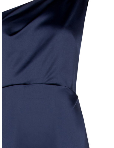 Robe longue en satin structuré avec drapé et fente latérale « Rinascimento »