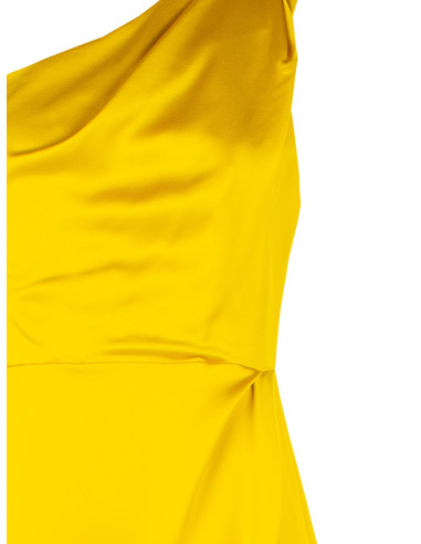 Robe longue en satin structuré avec drapé et fente latérale « Rinascimento »