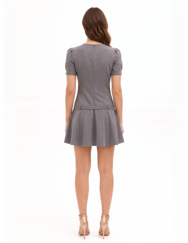 Short, low-waisted polyviscose dress with matching stiff belt by Rinascimento