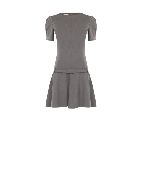 Short, low-waisted polyviscose dress with matching stiff belt by Rinascimento