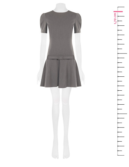 Short, low-waisted polyviscose dress with matching stiff belt by Rinascimento