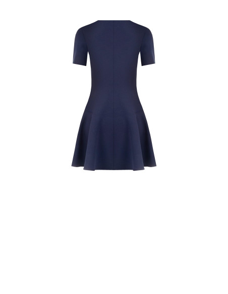 Robe courte à taille basse en crêpe scuba avec fermeture éclair et logo Rinascimento