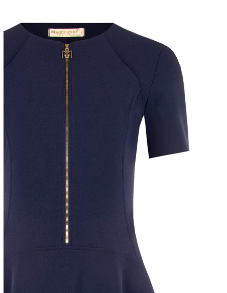 Robe courte à taille basse en crêpe scuba avec fermeture éclair et logo Rinascimento