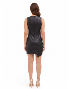 Rinascimento Short Faux Leather Dress with Interwoven Check Pattern 2