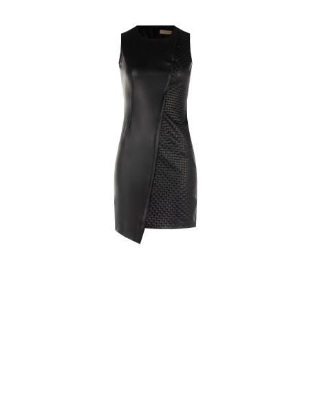 Robe courte en simili-cuir avec motif à carreaux entrelacés « Rinascimento »