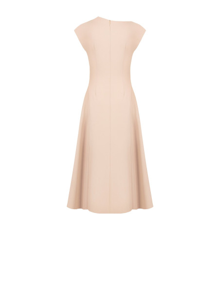 Robe midi évasée en tissu Cadi avec couture centrale « Rinascimento »