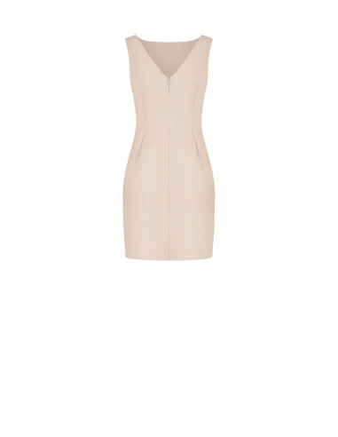 Short Sheath Dress in Technical Fabric with a Boat Neck and Rinascimento-Style Buckles