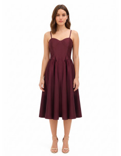Robe mi-longue bustier en satin avec jupe en forme de corolle « Rinascimento »