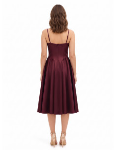 Rinascimento Satin Midi Bustier Dress with Floral Skirt 2