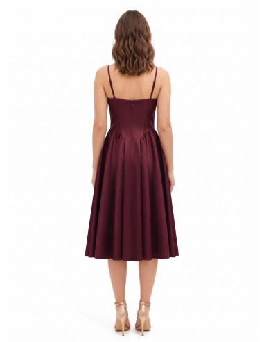 Rinascimento Satin Midi Bustier Dress with Floral Skirt