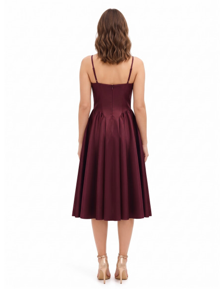 Abito Midi Bustier In Raso Con Gonna A Corolla Rinascimento