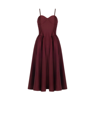 Abito Midi Bustier In Raso Con Gonna A Corolla Rinascimento