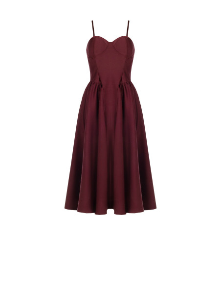 Robe mi-longue bustier en satin avec jupe en forme de corolle « Rinascimento »