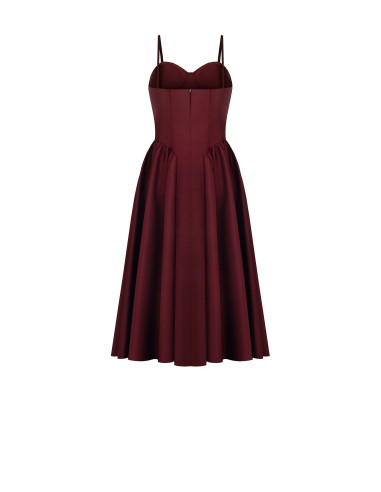 Robe mi-longue bustier en satin avec jupe en forme de corolle « Rinascimento »