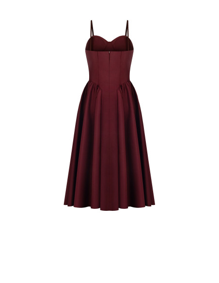 Abito Midi Bustier In Raso Con Gonna A Corolla Rinascimento