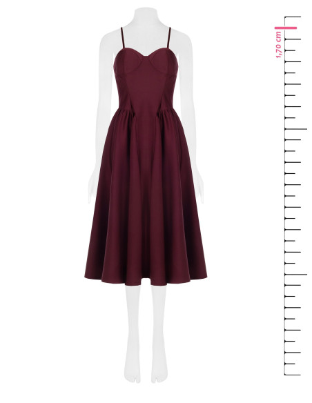 Abito Midi Bustier In Raso Con Gonna A Corolla Rinascimento