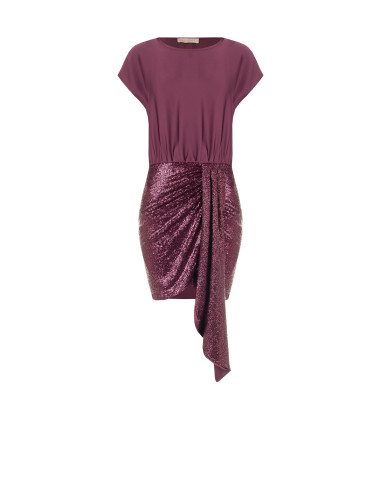 Robe courte effet deux pièces avec haut en satin et jupe à paillettes croisée « Rinascimento »