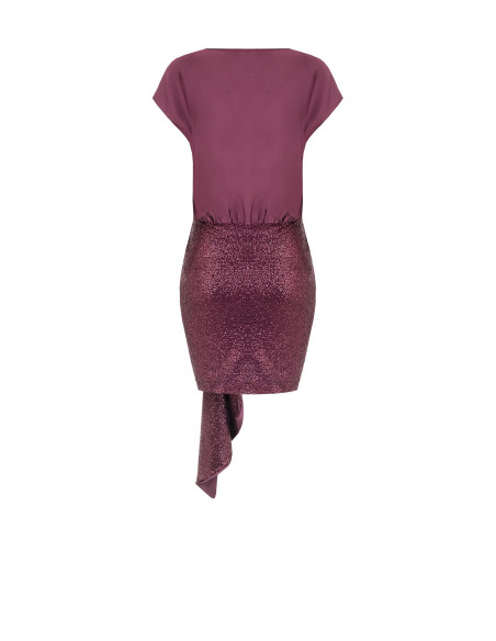 Short Two-Piece Dress with Satin Top and Cross-Over Sequinned Skirt by Rinascimento