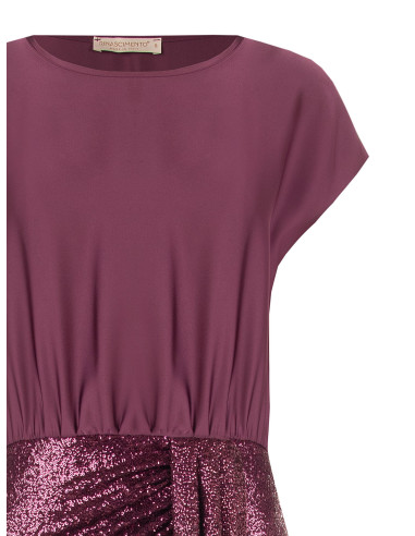 Abito Corto Effetto 2 Pezzi Con Top In Raso E Gonna In Paillettes Ad Incrocio Rinascimento