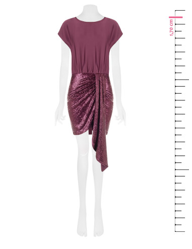 Robe courte effet deux pièces avec haut en satin et jupe à paillettes croisée « Rinascimento »