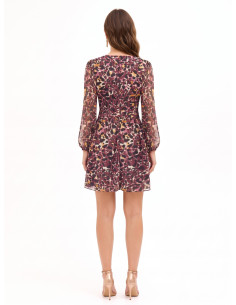 Abito Corto In Georgette Con Stampa Animalier E Gocce Di Lurex Rinascimento 2