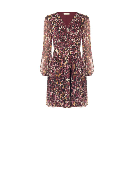 Short Georgette Dress with Animal Print and Lurex Drops by Rinascimento