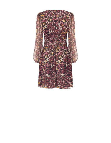 Abito Corto In Georgette Con Stampa Animalier E Gocce Di Lurex Rinascimento