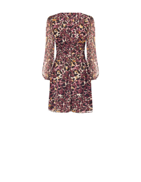 Short Georgette Dress with Animal Print and Lurex Drops by Rinascimento