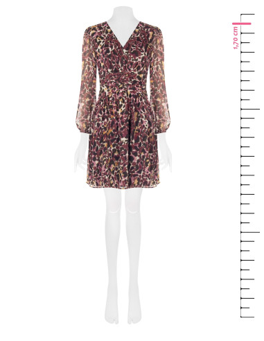 Abito Corto In Georgette Con Stampa Animalier E Gocce Di Lurex Rinascimento