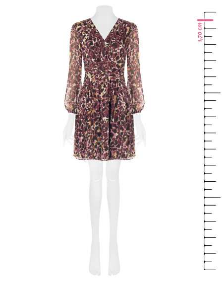 Robe courte en georgette à imprimé animalier et gouttes de lurex « Rinascimento »