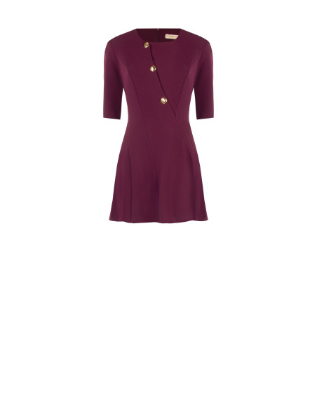 Short, flared dress in scuba crepe with gold buttons by Rinascimento